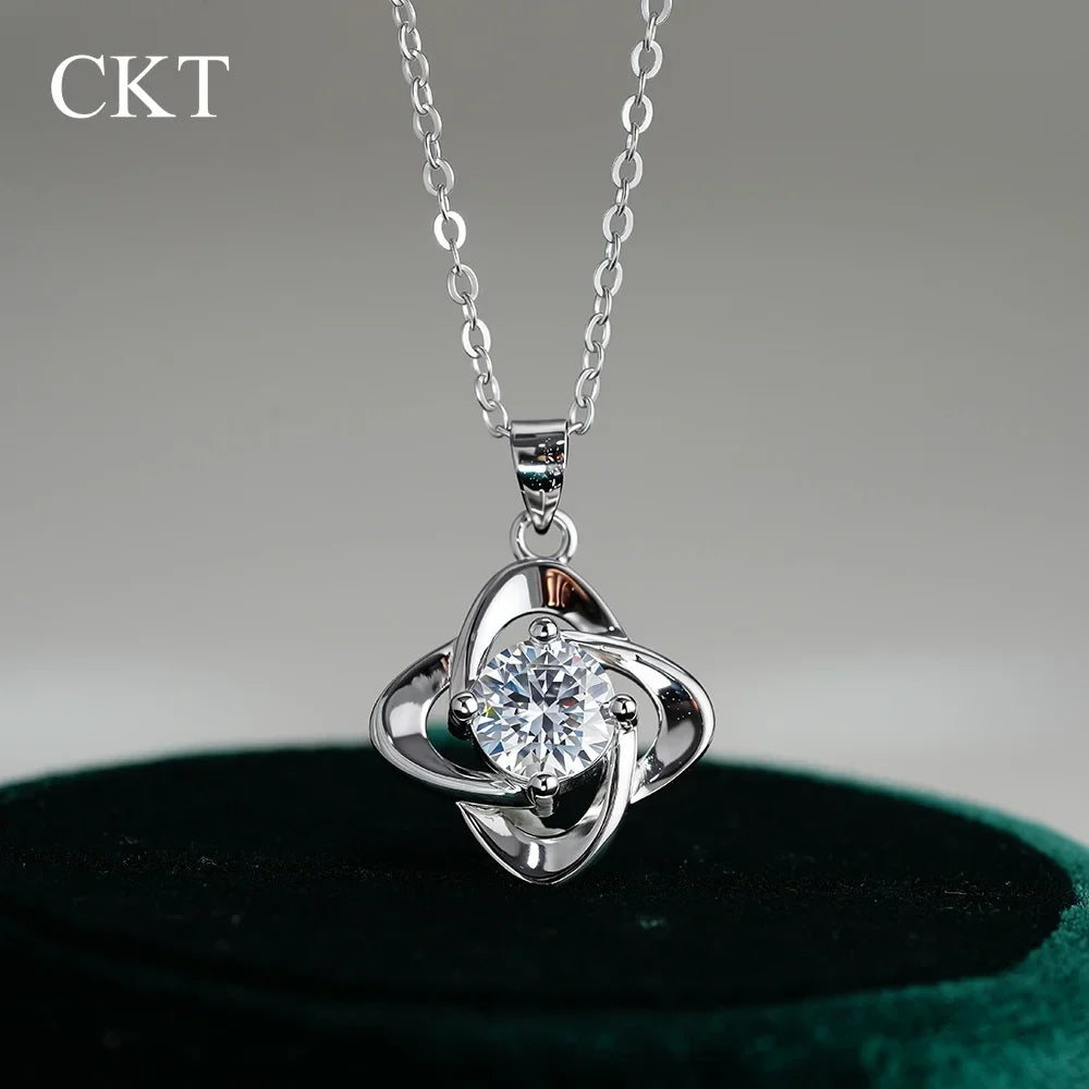 18k White Gold 1ct Moissanite Diamond Necklace for Women