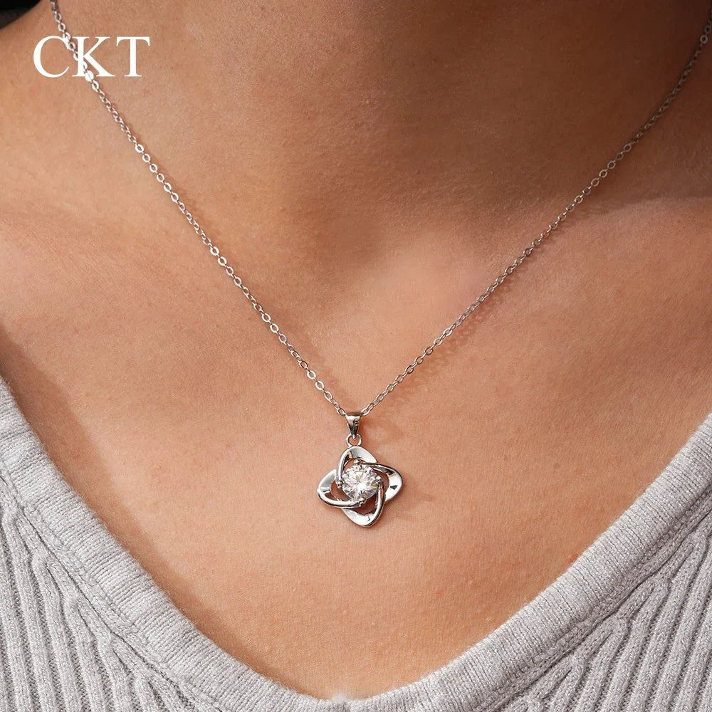 18k White Gold 1ct Moissanite Diamond Necklace for Women