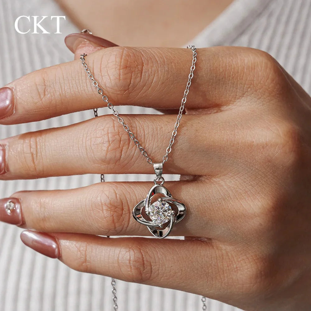 18k White Gold 1ct Moissanite Diamond Necklace for Women