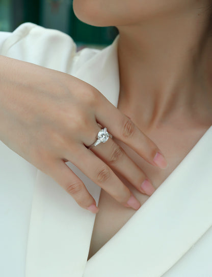 Shining Step By Step - A Fashionable Diamond Jewelry Piece Set With 3-carat Moissanite S925 Sterling Silver And Platinum Diamond Ring.