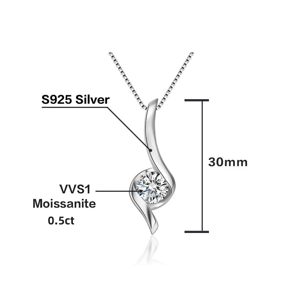 Duoying Fashion Box Chain Necklace Luxury 925 Sterling Silver Moissanite Pendant Necklaces for Woman's Christmas Gift