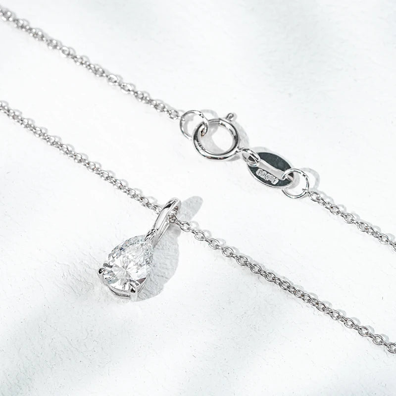 18k gold 4.5*6.5mm DEF VS VVS pear shape white lab grown diamond prong set man made diamond necklace