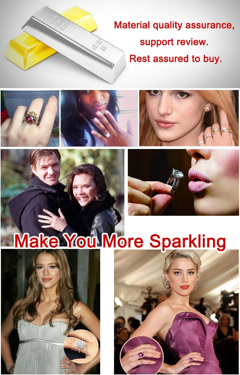 LESF Luxury 3 Carat D Color Moissanite Diamond 925 Sterling Silver Female Engagement Wedding Ring Round Cut Fine Jewelry