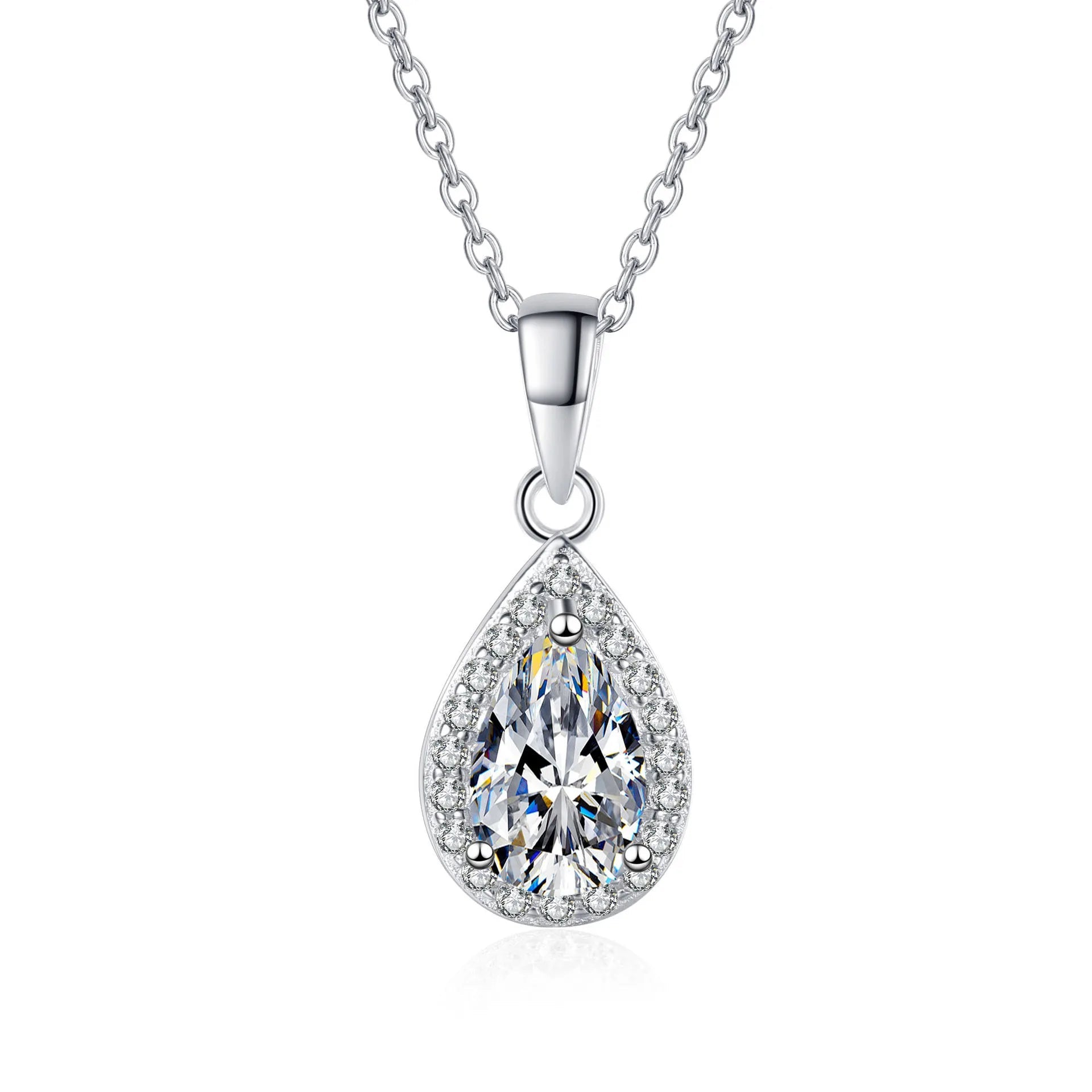 Luxurious Fine Jewelry 925 Sterling Silver Collarbone Chain: Women's 5*8 Pear Shaped Moissanite Necklace