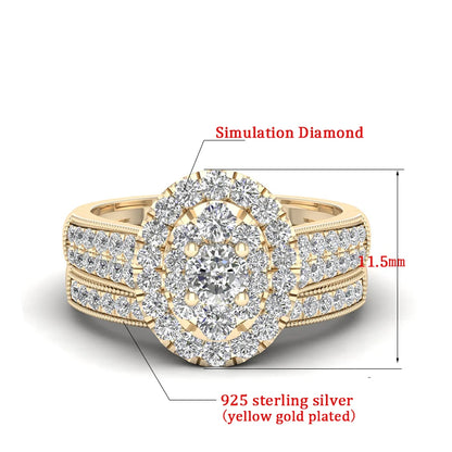 2PCS Diamond Couple Rings Set Woman Wedding Engagement Sterling Silver Ring Shining Luxury 5A Zircon 14k Gold Classic Jewelry