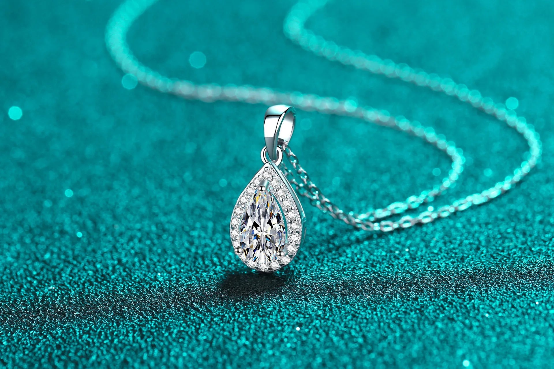 Luxurious Fine Jewelry 925 Sterling Silver Collarbone Chain: Women's 5*8 Pear Shaped Moissanite Necklace