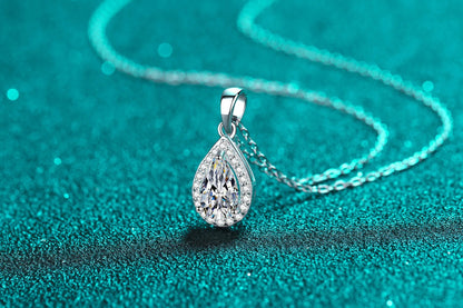 Luxurious Fine Jewelry 925 Sterling Silver Collarbone Chain: Women's 5*8 Pear Shaped Moissanite Necklace