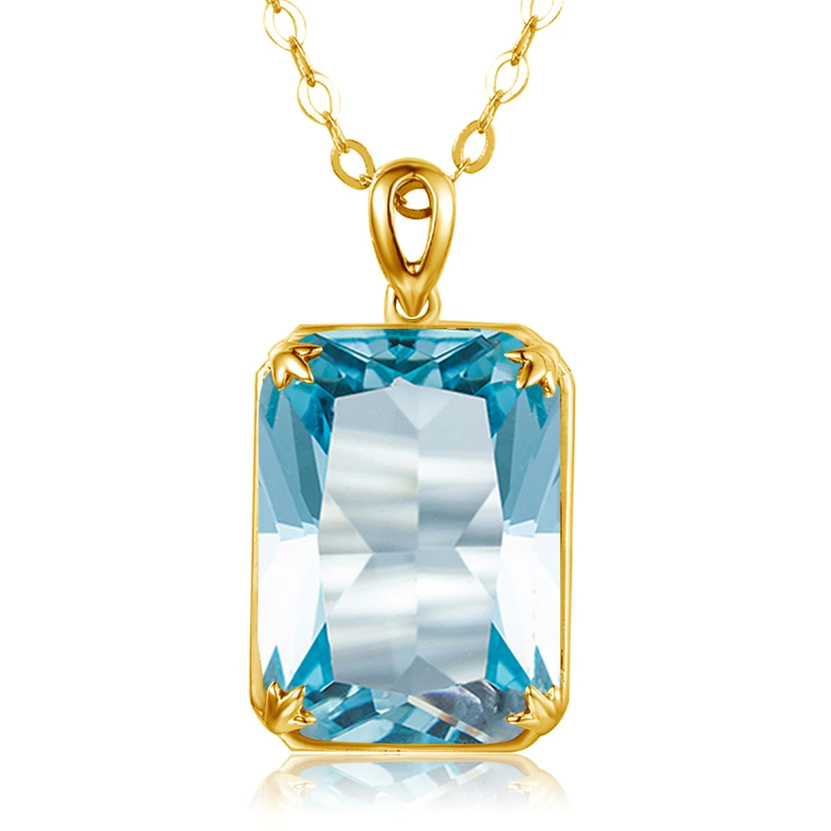 Szjinao Aquamarine Necklace Pendant For Women 14K Gold Pendants Gemstone Rectangle Viking Silver 925 Jewelry Engagement GIFT