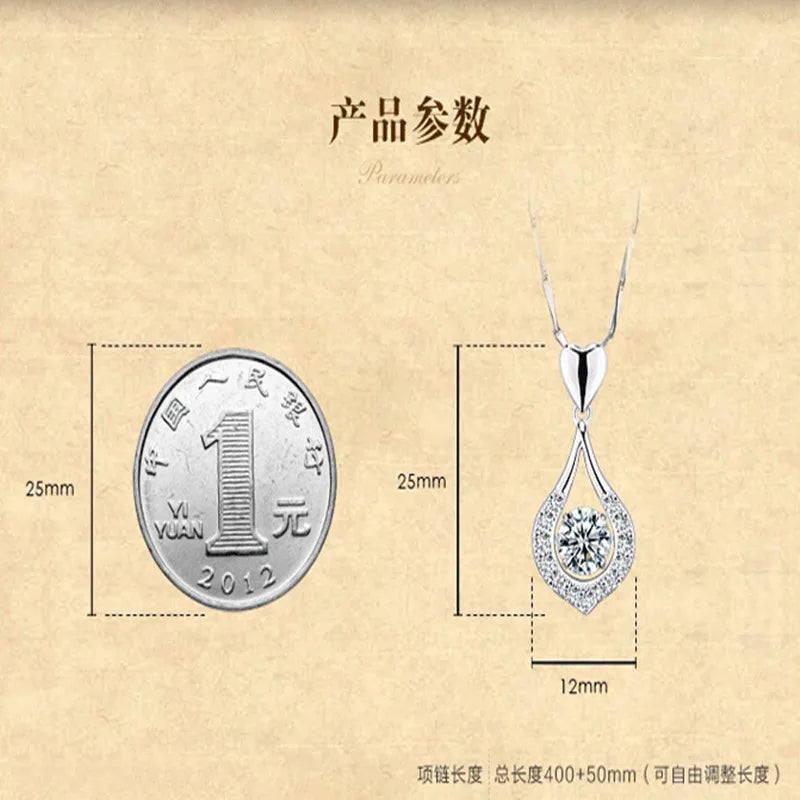 100% Silver 925 Jewelry Necklace Snowflake Zircon Pendant Women'S Necklace Chain Length 45cm