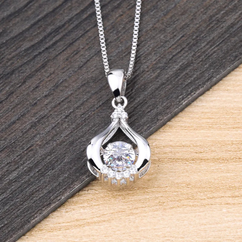 100% Silver 925 Jewelry Necklace Snowflake Zircon Pendant Women'S Necklace Chain Length 45cm