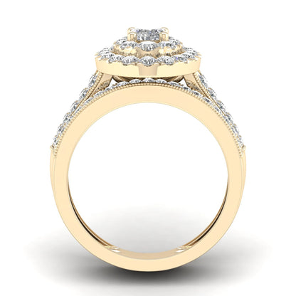 2PCS Diamond Couple Rings Set Woman Wedding Engagement Sterling Silver Ring Shining Luxury 5A Zircon 14k Gold Classic Jewelry