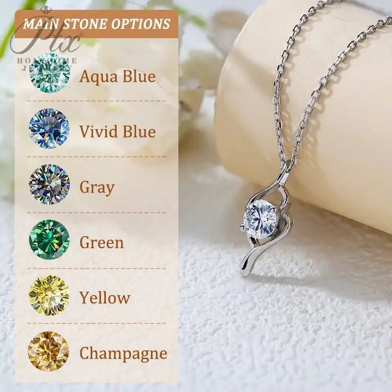 1CT D VVS Moissanite Pendant Necklace 925 Silver Women's Work Essential Great for Office Dates Parties Sparkle MB014