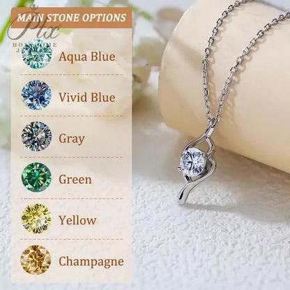 1CT D VVS Moissanite Pendant Necklace 925 Silver Women's Work Essential Great for Office Dates Parties Sparkle MB014