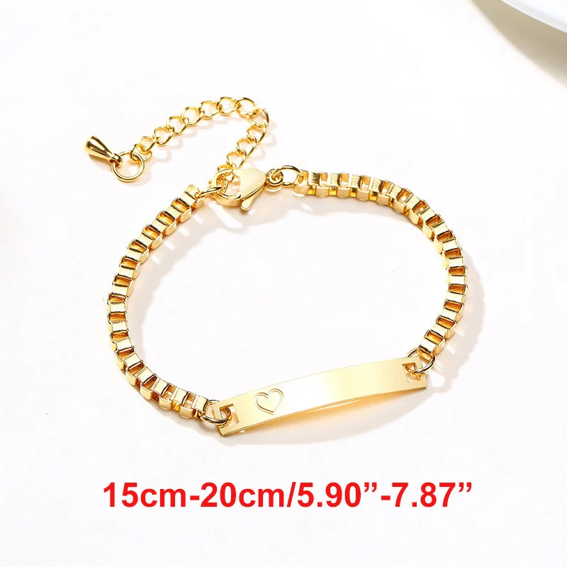 Custom Engrave Name Birth Date Bracelets,Personal Birthday Gift to Little Boy Girls Mom BR-860G-15