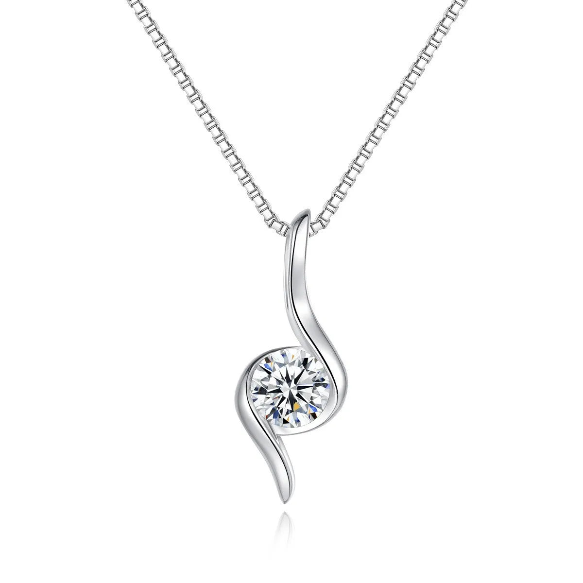 Duoying Fashion Box Chain Necklace Luxury 925 Sterling Silver Moissanite Pendant Necklaces for Woman's Christmas Gift