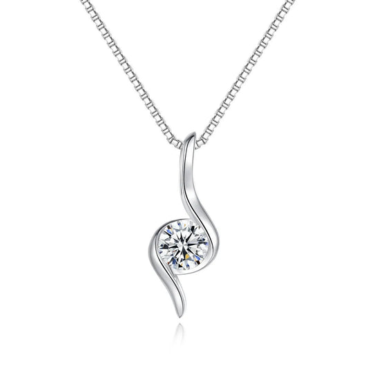 Duoying Fashion Box Chain Necklace Luxury 925 Sterling Silver Moissanite Pendant Necklaces for Woman's Christmas Gift