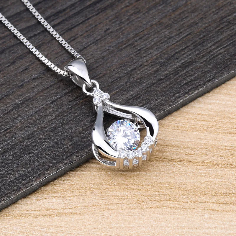 100% Silver 925 Jewelry Necklace Snowflake Zircon Pendant Women'S Necklace Chain Length 45cm