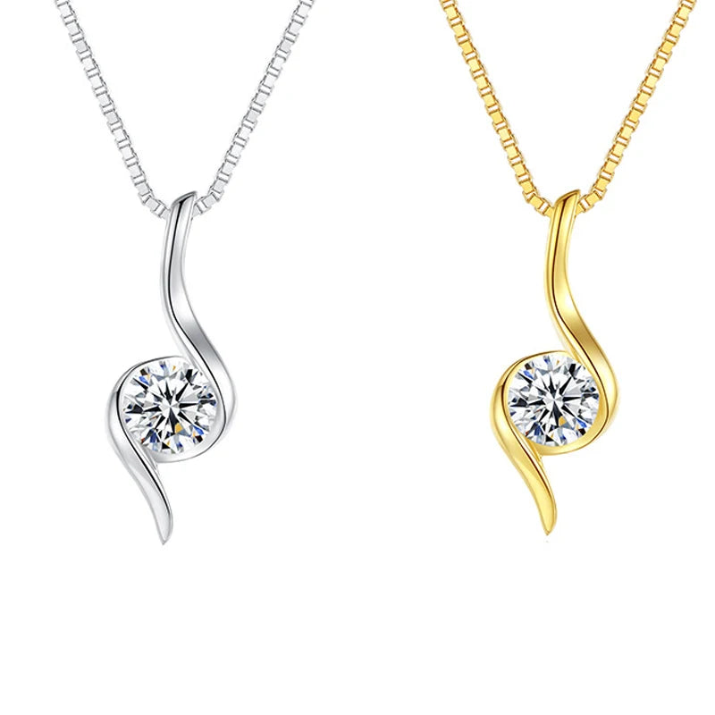Duoying Fashion Box Chain Necklace Luxury 925 Sterling Silver Moissanite Pendant Necklaces for Woman's Christmas Gift