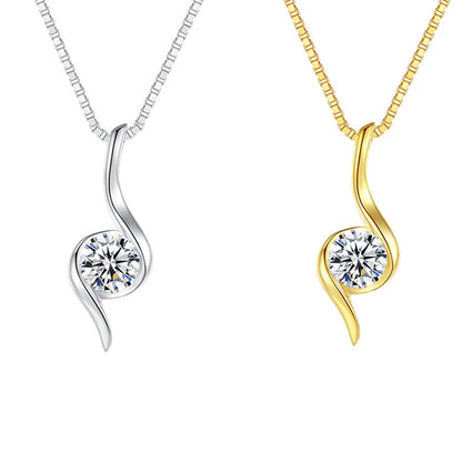 Duoying Fashion Box Chain Necklace Luxury 925 Sterling Silver Moissanite Pendant Necklaces for Woman's Christmas Gift