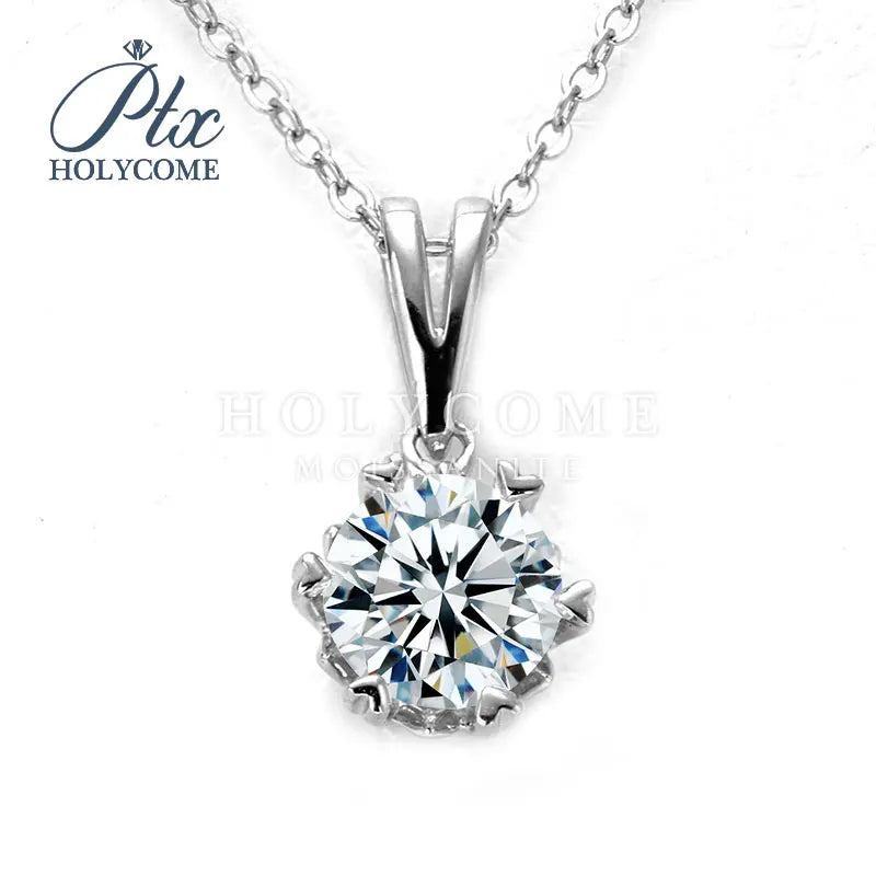1CT D VVS Moissanite Pendant Necklace 925 Silver Women's Work Essential Great for Office Dates Parties Sparkle MB014 Pearl pulse Jewelry