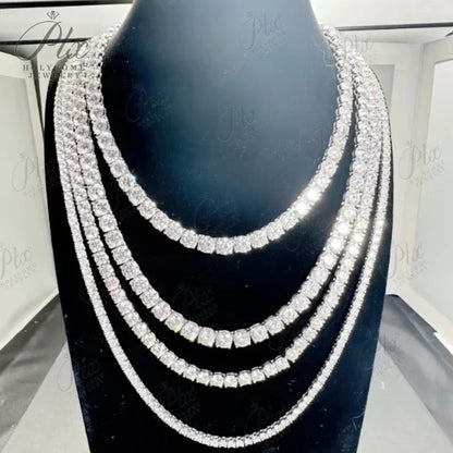 Hip-Hop 1 Row CZ Tennis Chain Moissanite Bracelet [6-9inch] Necklace[16-24inch] 925 Sterling Silver Drop Shipping Luxury Jewelry