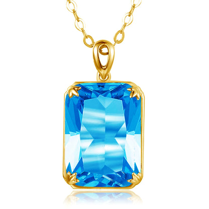 Szjinao Aquamarine Necklace Pendant For Women 14K Gold Pendants Gemstone Rectangle Viking Silver 925 Jewelry Engagement GIFT