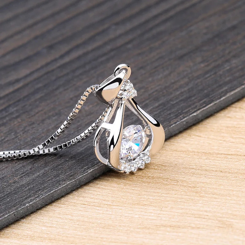 100% Silver 925 Jewelry Necklace Snowflake Zircon Pendant Women'S Necklace Chain Length 45cm