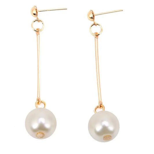 Long Tassel Simulated Pearl Drop Earrings for Women