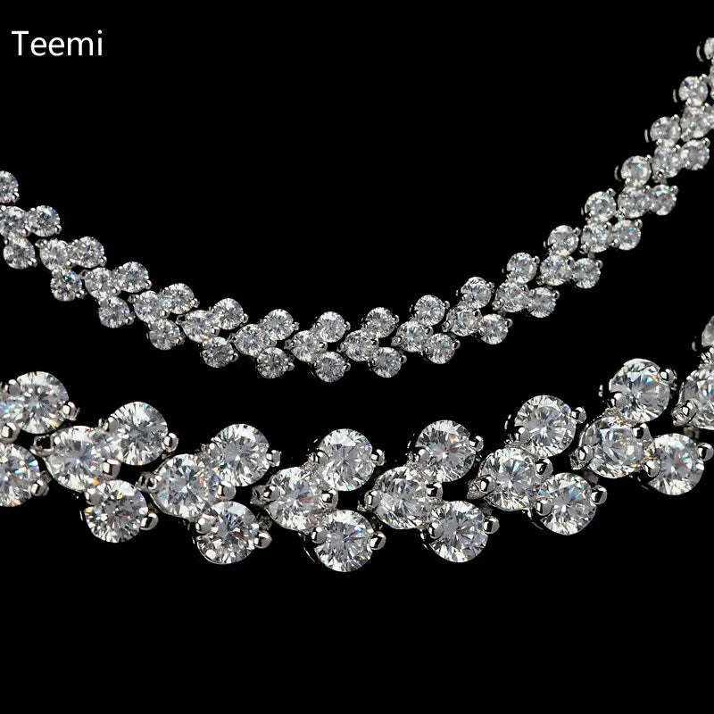 LUOTEEMI Tops Fashion Luxury Rome 3Rows 2.75mm a AA Cubic Zirconia Earring Necklace Bridal Jewelry Sets for Women