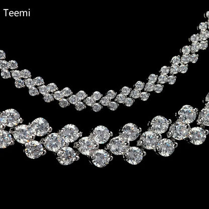LUOTEEMI Tops Fashion Luxury Rome 3Rows 2.75mm a AA Cubic Zirconia Earring Necklace Bridal Jewelry Sets for Women
