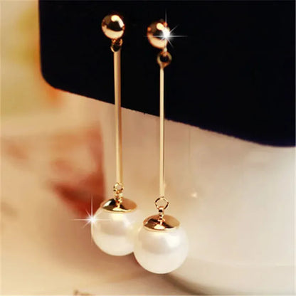 Long Tassel Simulated Pearl Drop Earrings for Women Default Title
