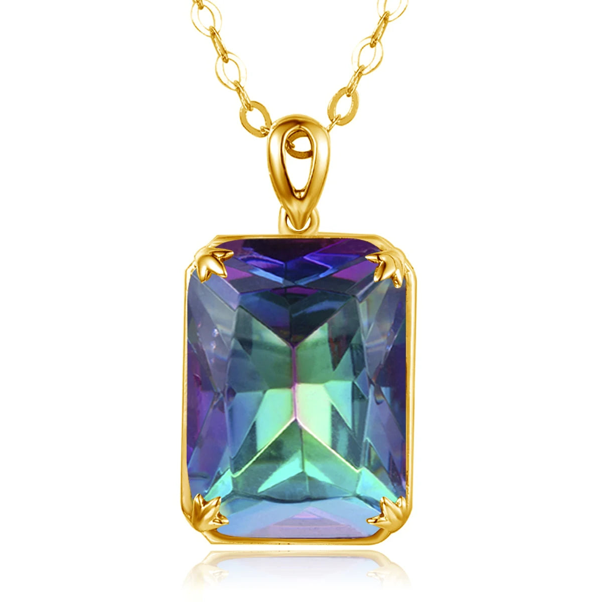 Szjinao Aquamarine Necklace Pendant For Women 14K Gold Pendants Gemstone Rectangle Viking Silver 925 Jewelry Engagement GIFT