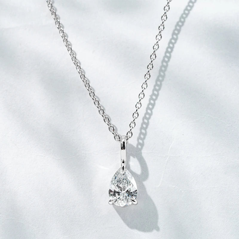 18k gold 4.5*6.5mm DEF VS VVS pear shape white lab grown diamond prong set man made diamond necklace