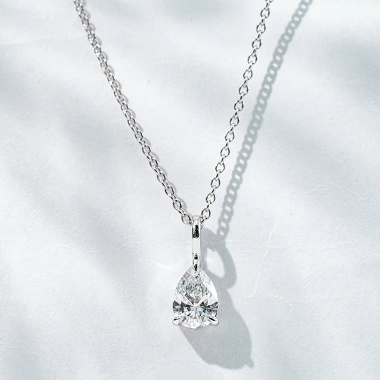 18k gold 4.5*6.5mm DEF VS VVS pear shape white lab grown diamond prong set man made diamond necklace