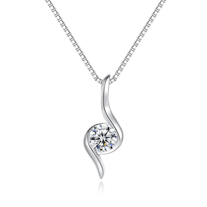 Duoying Fashion Box Chain Necklace Luxury 925 Sterling Silver Moissanite Pendant Necklaces for Woman's Christmas Gift Silver 20inches