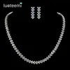LUOTEEMI Tops Fashion Luxury Rome 3Rows 2.75mm a AA Cubic Zirconia Earring Necklace Bridal Jewelry Sets for Women