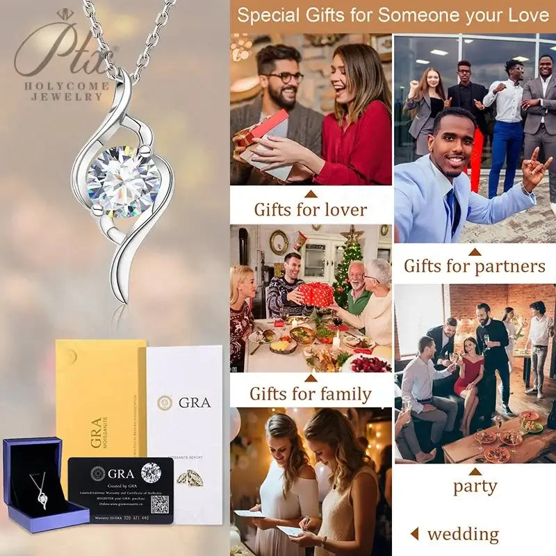 1CT D VVS Moissanite Pendant Necklace 925 Silver Women's Work Essential Great for Office Dates Parties Sparkle MB014