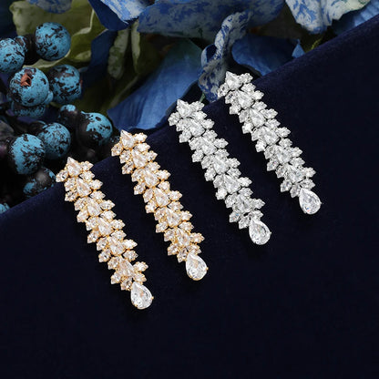 Wholesale Drop Shipping Ready Stock Classic Wedding Accessories Copper Cubic Zirconia Luxury Bridal Jewelry Set for Women BN8128