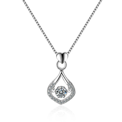 Dance Moissanite Necklace For Women Wedding Engagement 925 Sterling Silver Chain With Water Drop Diamond Pendant Female Choker