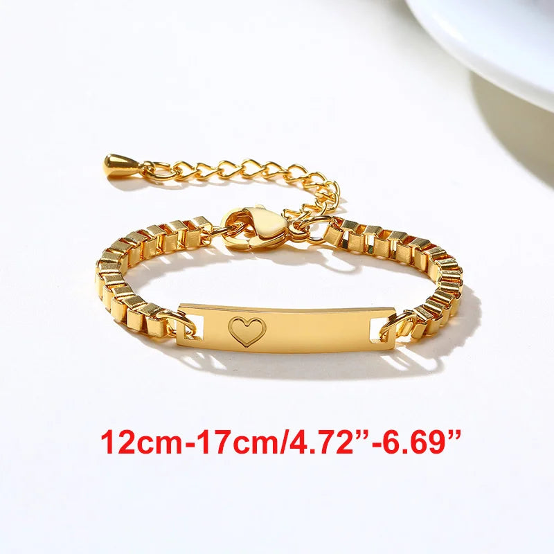 Custom Engrave Name Birth Date Bracelets,Personal Birthday Gift to Little Boy Girls Girl Boy BR-860G-12