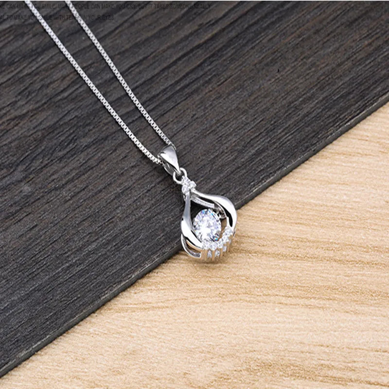 100% Silver 925 Jewelry Necklace Snowflake Zircon Pendant Women'S Necklace Chain Length 45cm