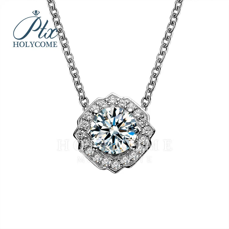1CT D VVS Moissanite Pendant Necklace 925 Silver Women's Work Essential Great for Office Dates Parties Sparkle MB014 Pearl pulse Jewelry