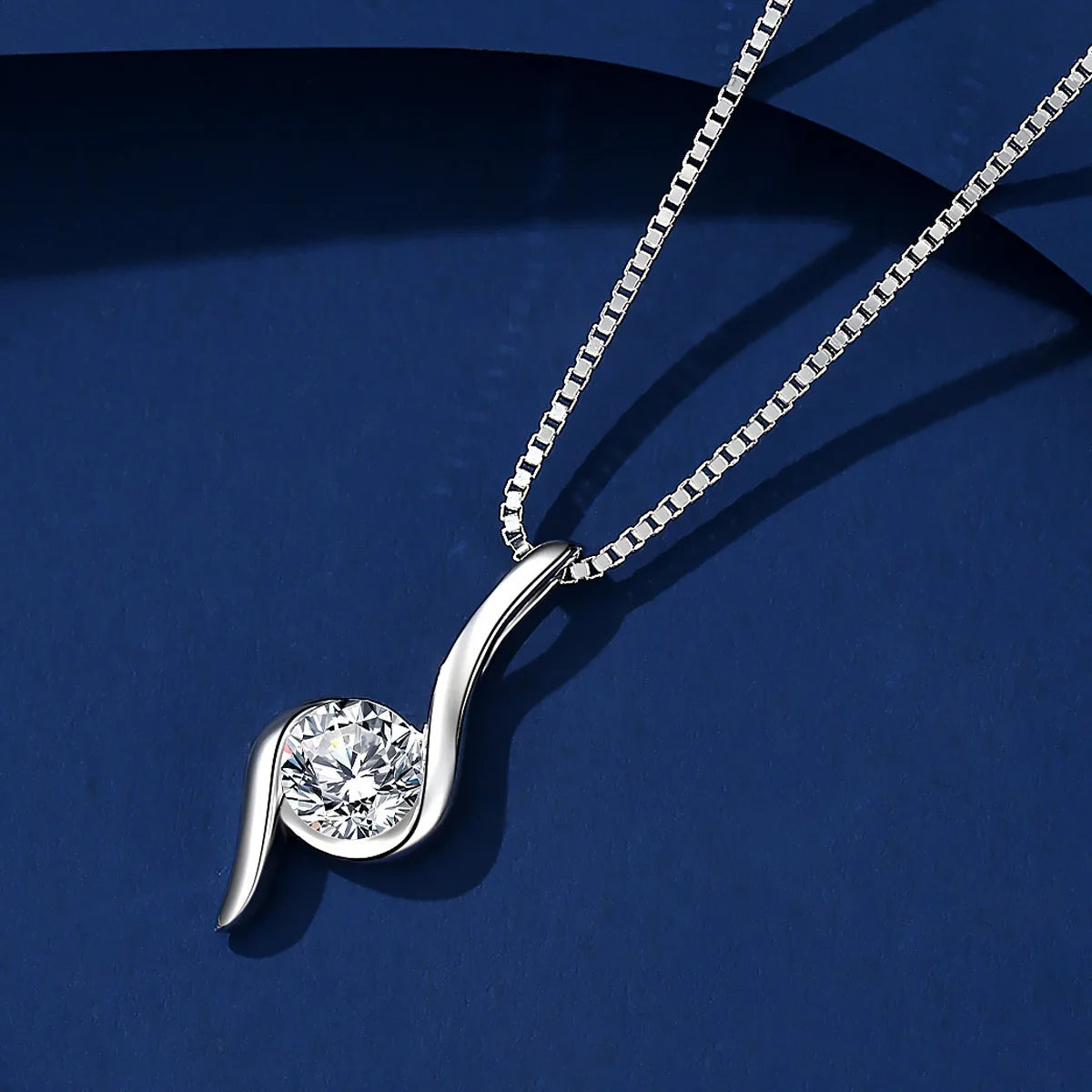 Duoying Fashion Box Chain Necklace Luxury 925 Sterling Silver Moissanite Pendant Necklaces for Woman's Christmas Gift