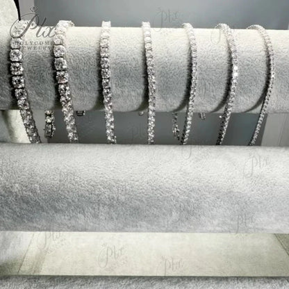 Hip-Hop 1 Row CZ Tennis Chain Moissanite Bracelet [6-9inch] Necklace[16-24inch] 925 Sterling Silver Drop Shipping Luxury Jewelry