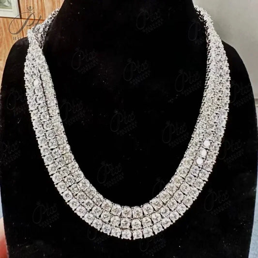 Hip-Hop 1 Row CZ Tennis Chain Moissanite Bracelet [6-9inch] Necklace[16-24inch] 925 Sterling Silver Drop Shipping Luxury Jewelry