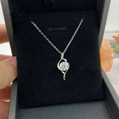 1CT D VVS Moissanite Pendant Necklace 925 Silver Women's Work Essential Great for Office Dates Parties Sparkle MB014 Pearl pulse Jewelry