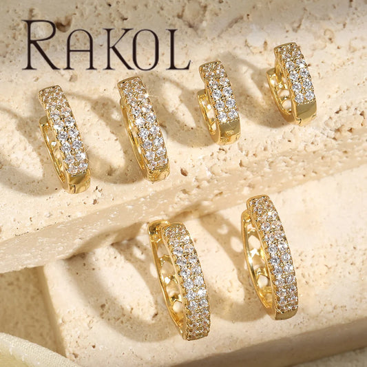 Rakol E21120077 Custom Zircon Mini Hoop Pvd Earring Full of Stones with Loop for Charm Cute Little Huggie Hoop Earings for Girls