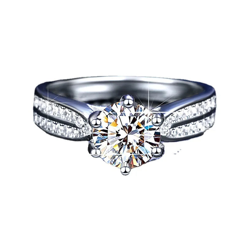 18k White Gold Original PT950 Platinum Ring Sparkling D Color 0.5-3 Carat Moissanite Lab Diamond Rings Wedding Jewelry for Women