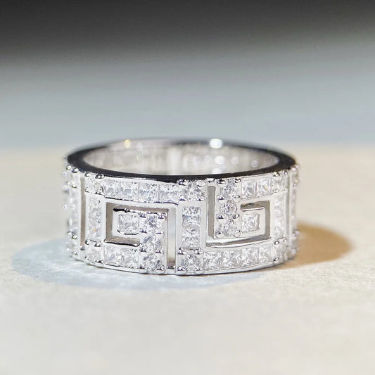 Luxury Solid 18K white gold and platinum PT950 couple ring men and women insMoissanite Diamond Ring full diamond ring