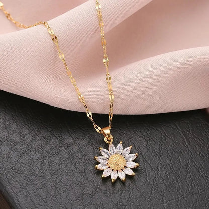 Elegant sunflower necklace celebrates love and loyalty.
